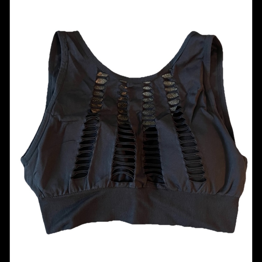 FASHION NOVA SPORTS BRA XL SEAMLESS WIRELESS Black (0454)‎